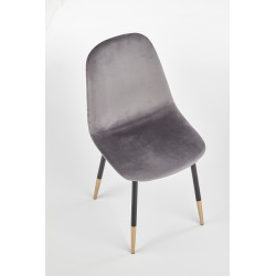 Scaun tapitat living/sufragerie Halmar K379, cadru metal,  stil glamour, 45x48x88x48cm, catifea, gri