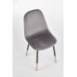 Scaun tapitat pentru living, tapiterie catifea, stil glamour, 45x48x88x48 cm, metal, gri