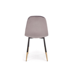 Scaun tapitat living/sufragerie Halmar K379, cadru metal,  stil glamour, 45x48x88x48cm, catifea, gri