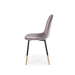 Scaun tapitat living/sufragerie Halmar K379, cadru metal,  stil glamour, 45x48x88x48cm, catifea, gri