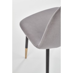 Scaun tapitat living/sufragerie Halmar K379, cadru metal,  stil glamour, 45x48x88x48cm, catifea, gri