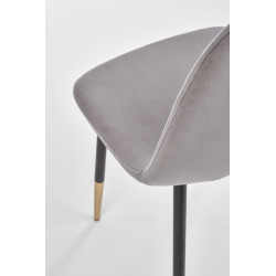 Scaun tapitat living/sufragerie Halmar K379, cadru metal,  stil glamour, 45x48x88x48cm, catifea, gri