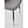 Scaun tapitat living/sufragerie Halmar K379, cadru metal,  stil glamour, 45x48x88x48cm, catifea, gri