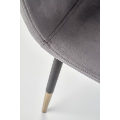 Scaun tapitat living/sufragerie Halmar K379, cadru metal,  stil glamour, 45x48x88x48cm, catifea, gri