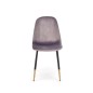 Scaun tapitat pentru living, tapiterie catifea, stil glamour, 45x48x88x48 cm, metal, gri