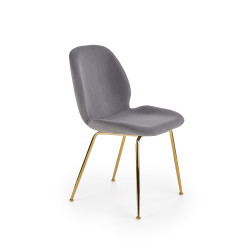 Scaun tapitat living/sufragerie Halmar K381, cadru metal,  stil glamour, 48x58x88x49cm, catifea, gri