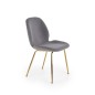 Scaun glamour tapitat cu catifea, cadru metalic cromat auriu, accesorii antiderapante, 48x58x88x49 cm, gri