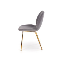 Scaun tapitat living/sufragerie Halmar K381, cadru metal,  stil glamour, 48x58x88x49cm, catifea, gri