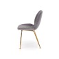 Scaun glamour tapitat cu catifea, cadru metalic cromat auriu, accesorii antiderapante, 48x58x88x49 cm, gri