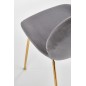 Scaun glamour tapitat cu catifea, cadru metalic cromat auriu, accesorii antiderapante, 48x58x88x49 cm, gri