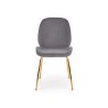 Scaun tapitat living/sufragerie Halmar K381, cadru metal,  stil glamour, 48x58x88x49cm, catifea, gri