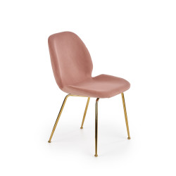 Scaun tapitat living/sufragerie Halmar K381, cadru metal,  stil glamour, 48x58x88x49cm, catifea, roz