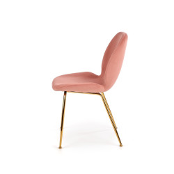 Scaun tapitat living/sufragerie Halmar K381, cadru metal,  stil glamour, 48x58x88x49cm, catifea, roz