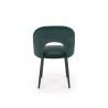 Scaun tapitat living/sufragerie Halmar K384, cadru metal, stil clasic, 54x57x84x48cm, catifea, verde