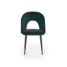 Scaun tapitat living/sufragerie Halmar K384, cadru metal, stil clasic, 54x57x84x48cm, catifea, verde
