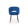 Scaun tapitat living/sufragerie Halmar K384, cadru metal, stil clasic, 54x57x84x48cm, catifea, albastru
