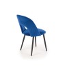 Scaun tapitat living/sufragerie Halmar K384, cadru metal, stil clasic, 54x57x84x48cm, catifea, albastru