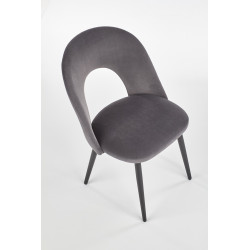 Scaun tapitat living/sufragerie Halmar K384, cadru metal,  stil clasic, 54x57x84x48cm, catifea, gri