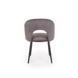 Scaun tapitat living/sufragerie Halmar K384, cadru metal,  stil clasic, 54x57x84x48cm, catifea, gri