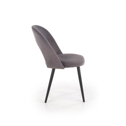 Scaun tapitat living/sufragerie Halmar K384, cadru metal,  stil clasic, 54x57x84x48cm, catifea, gri