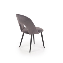 Scaun tapitat living/sufragerie Halmar K384, cadru metal,  stil clasic, 54x57x84x48cm, catifea, gri