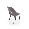 Scaun tapitat living/sufragerie Halmar K384, cadru metal, stil clasic, 54x57x84x48cm, catifea, gri