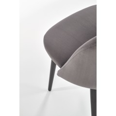 Scaun tapitat living/sufragerie Halmar K384, cadru metal,  stil clasic, 54x57x84x48cm, catifea, gri
