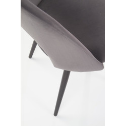 Scaun tapitat living/sufragerie Halmar K384, cadru metal,  stil clasic, 54x57x84x48cm, catifea, gri