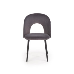 Scaun tapitat living/sufragerie Halmar K384, cadru metal,  stil clasic, 54x57x84x48cm, catifea, gri