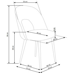 Scaun tapitat living/sufragerie Halmar K384, cadru metal,  stil clasic, 54x57x84x48cm, catifea, gri