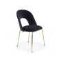 Scaun living Amelie, stil glamour, catifea neagra, cadru otel cromat, inaltime 88 cm