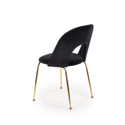 Scaun tapitat living/sufragerie Halmar K385, cadru metal,  stil glamour, 54x59x88x50cm, catifea, negru