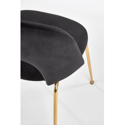 Scaun tapitat living/sufragerie Halmar K385, cadru metal,  stil glamour, 54x59x88x50cm, catifea, negru