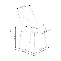 Scaun tapitat living/sufragerie Halmar K385, cadru metal,  stil glamour, 54x59x88x50cm, catifea, negru