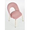 Scaun tapitat living/sufragerie Halmar K385, cadru metal, stil glamour, 54x59x88x50cm, catifea, roz