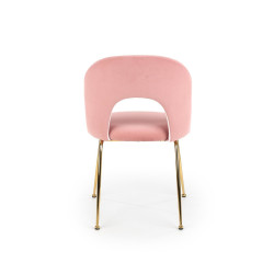 Scaun tapitat living/sufragerie Halmar K385, cadru metal,  stil glamour, 54x59x88x50cm, catifea, roz