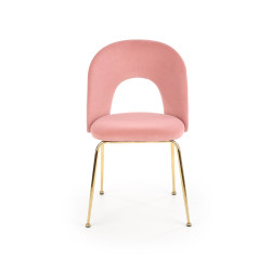 Scaun tapitat living/sufragerie Halmar K385, cadru metal,  stil glamour, 54x59x88x50cm, catifea, roz