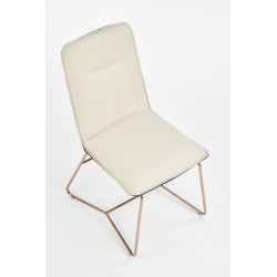 Scaun living/sufragerie Halmar K390, cadru metal,  stil glamour, 46x60x90x47cm, piele, alb/negru