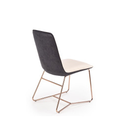 Scaun living/sufragerie Halmar K390, cadru metal,  stil glamour, 46x60x90x47cm, piele, alb/negru