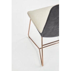 Scaun living/sufragerie Halmar K390, cadru metal,  stil glamour, 46x60x90x47cm, piele, alb/negru