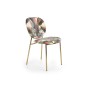 Scaun dining, tesatura frunze multicolor, cadru otel cromat, auriu, stil modern, 47x57x82x48 cm Scaun dining, tesatura frunze multicolor, cadru otel cromat, auriu, stil modern, 47x57x82x48 cm