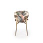 Scaun dining, tesatura frunze multicolor, cadru otel cromat, auriu, stil modern, 47x57x82x48 cm Scaun dining, tesatura frunze multicolor, cadru otel cromat, auriu, stil modern, 47x57x82x48 cm