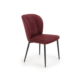 Scaun tapitat living/sufragerie Halmar K399, cadru metal, spatar matlasat, stil clasic, 50x60x84x48cm, catifea, rosu