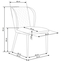 Scaun tapitat living/sufragerie Halmar K399, cadru metal, spatar matlasat, stil clasic, 50x60x84x48cm, catifea, rosu