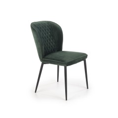 Scaun tapitat Velvet verde inchis, cadru otel, stil clasic, 50x60x84x48 cm