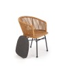 Scaun living/sufragerie Halmar K400, cadru metal, stil scandinav, 55x47x74x43cm, ratan/textil, maro/gri
