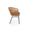 Scaun living/sufragerie Halmar K400, cadru metal, stil scandinav, 55x47x74x43cm, ratan/textil, maro/gri