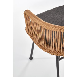 Scaun living/sufragerie Halmar K400, cadru metal,  stil scandinav, 55x47x74x43cm, ratan/textil, maro/gri