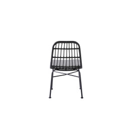 Scaun living/sufragerie Halmar K401, cadru metal, stil scandinav, 47x45x85x43cm, ratan/textil, negru/gri
