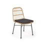 Scaun ratan sintetic, stil scandinav, cadru otel, 47x45x85x43cm, perna sezut, natur/negru